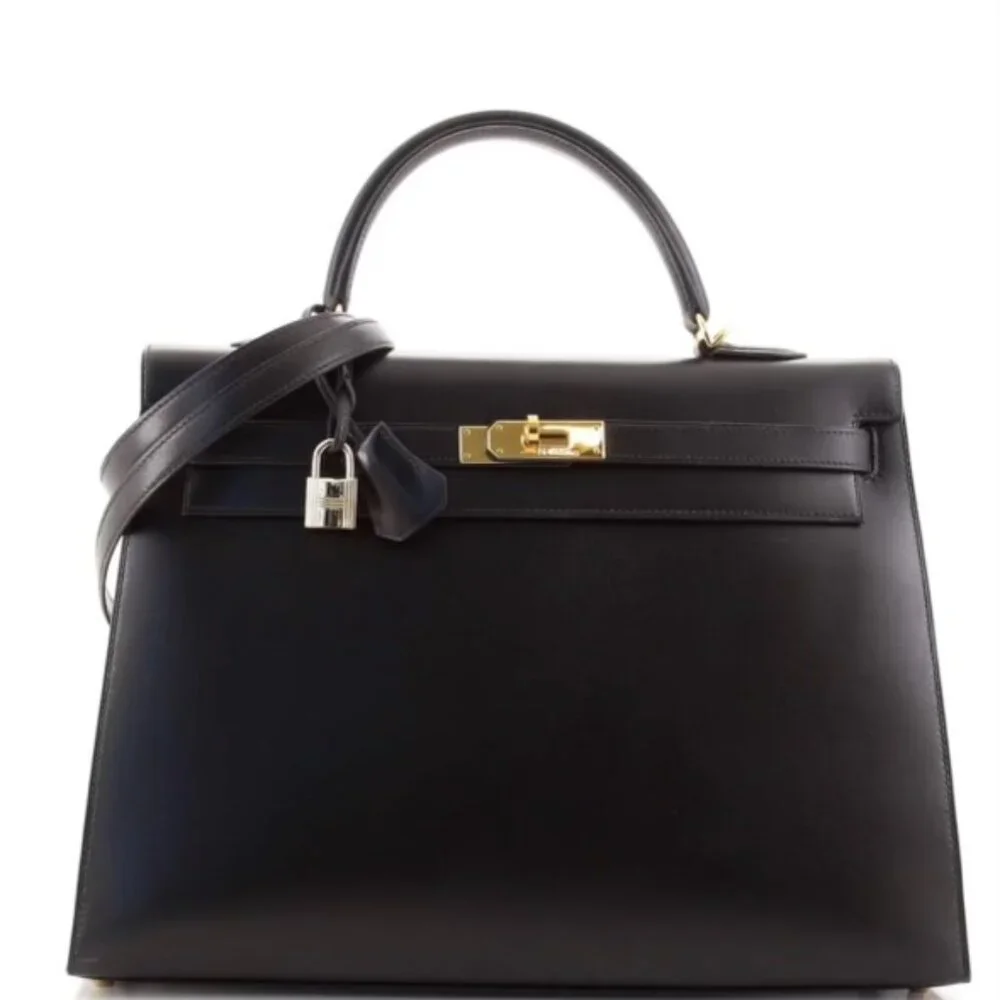 Hermès Kelly Handbag Noir Box Calf with Gold Hardware 35 - Picture 1 of 10
